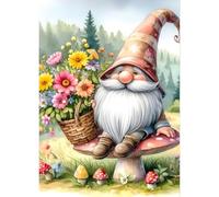 QQYRHN Cartoon Gnome Diamond Painting Kits for Adults Beginners, 5D Flowers Diamond Art Kits, DIY Round Full Drill Mushrooms Gem Art with Painting Kits Relaxing Craft for Home Wall Decor 12x16Inch