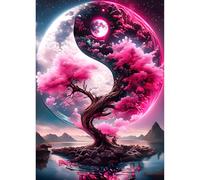 QQYRHN Tai Chi Diamond Painting Kits for Adults Beginners, 5D Tree of Life Diamond Art Kits, DIY Round Full Drill Yin Yang Gem Art with Painting Kits Relaxing Craft for Home Wall Decor 12x16 Inch