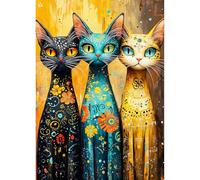 QQYRHN Vintage Cat Diamond Painting Kits for Adults Beginners, 5D Cartoon Kitten Diamond Art Kits, DIY Round Full Drill Gem Art with Painting Kits Relaxing Craft for Home Wall Decor 12x16 Inch
