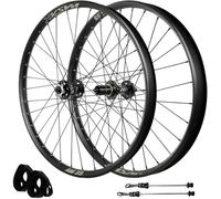 Qr,27.5inch,Ruedas de MTB 26/27,5/29 Pulgadas, Ancho 35Mm Dirt Jump Cross-Country y All Mountain Llanta 32 Agujeros Frenos de Disco Fijación por Tornillos 135Mm para Cassette 7-12 Velocidades