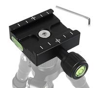 QR-50N Abrazadera de placa de liberación rápida, abrazadera de placa de liberación rápida de 50 mm, compatible con Arca Swiss, aleación de aluminio QR-50 de 1/4 pulgadas 3/8 pulgadas, adaptador para