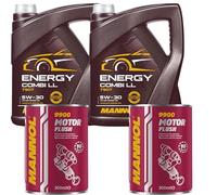 QR-PARTS Aceite de motor Mannol Energy Combi LL 5W-30 69796295, 10 l, 2 x Mannol Motor Flush aditivo