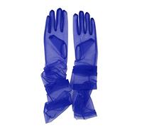 QRBTSCL Women's Wedding Bridal Mesh Tulle Gloves Long Opera Costume Party Gloves 27" Elbow Length Sheer Glove Royal Blue