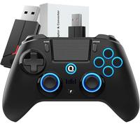 QRD Controlador inalámbrico Spark N5 para PS5 Pro Slim, PS4, PS3, PS2, Steam Deck, PC, Windows, Mac, iOS, Android TV Box, joystick Halleffect con panel táctil, doble vibración, mapeo y macro