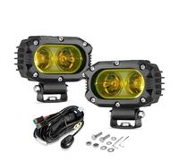 QRDKKL Juego De Faros Delanteros Lámpara LED De Conducción Cuadrada 4 Pulgadas, Luz Trabajo Con Arnés Para Camioneta Todoterreno (foco/reflector) Faro Principal(Yellow Spot No Lid)