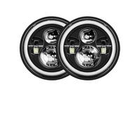 QRDKKL Juego De Faros Delanteros Para Land Para Rover 90/110 Para Defender 200 300 90 Faros Delanteros LED Redondos 7" Con Intermitentes Faro Principal(40W Black)