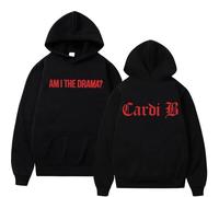 QRDLKERL Sudadera con Capucha con Estampado de Doble Cara de Cardi B Am I The Drama para Hombre y Mujer, Moda de Invierno, Manga Larga, Estilo Harajuku, Ropa Deportiva