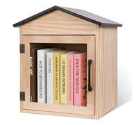 Qrenia Little Library Box Outdoor Book Storage - Armario de madera para bricolaje, para vecindarios, comunidad y escuelas, compartir libros, folletos, periódicos, literatura y arte