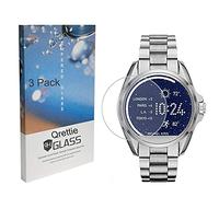 Qrettie Protector de pantalla de cristal templado de dureza 9H para Michael Kors MKT5001, 3 unidades para Michael Kors Bradshaw