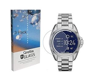 Qrettie Protector de pantalla de cristal templado de dureza 9H para Michael Kors MKT5001, 3 unidades para Michael Kors Bradshaw