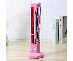 QREZ Ventilador De Torre Silencioso, Ventiladores Oscilante Ventilador De Pie USB 2 Niveles De Velocidad con Luz LED Adecuada para El Hogar Y La Oficina,Rosado
