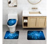 QRFASFZO Alfombra Baño 3 Piezas,Absorbente Alfombrillas baño de Pelo Largo y Alfombrillas para Inodoro,Antideslizante y Lavable,Símbolos del zodíaco Dispuestos en un patrón Circular, sentados sobre