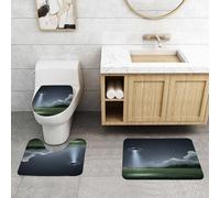 QRFASFZO Alfombra Baño 3 Piezas,Absorbente Alfombrillas baño de Pelo Largo y Alfombrillas para Inodoro,Antideslizante y Lavable,OVNI Misterioso, un OVNI Que emite una Vista bajo la Enorme luz de la