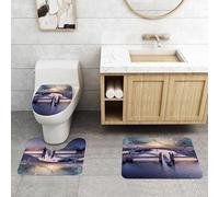 QRFASFZO Alfombra Baño 3 Piezas,Absorbente Alfombrillas baño de Pelo Largo y Alfombrillas para Inodoro,Antideslizante y Lavable,San Petersburgo. Rusia. Puente de Pedro el Grande al Atardecer. Los PU