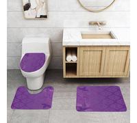 QRFASFZO Alfombra Baño 3 Piezas,Absorbente Alfombrillas baño de Pelo Largo y Alfombrillas para Inodoro,Antideslizante y Lavable,sición de Plantas Lilas sobre un Fondo de Adorno Morado.