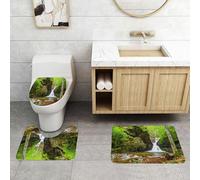 QRFASFZO Alfombra Baño 3 Piezas,Absorbente Alfombrillas baño de Pelo Largo y Alfombrillas para Inodoro,Antideslizante y Lavable,Cascada, Cascada en Primavera, como el Invierno en Bulgaria con árbole