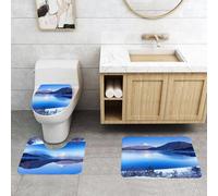 QRFASFZO Alfombra Baño 3 Piezas,Absorbente Alfombrillas baño de Pelo Largo y Alfombrillas para Inodoro,Antideslizante y Lavable,Invierno, montaña Fuji en colinas Nevadas y cimas de montañas en Japón
