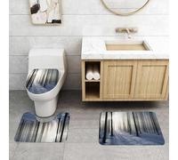 QRFASFZO Alfombra Baño 3 Piezas,Absorbente Alfombrillas baño de Pelo Largo y Alfombrillas para Inodoro,Antideslizante y Lavable,El Encantador Bosque en Invierno, el Sol Brilla Desde el Suelo Entre l