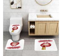 QRFASFZO Alfombra Baño 3 Piezas,Absorbente Alfombrillas baño de Pelo Largo y Alfombrillas para Inodoro,Antideslizante y Lavable,Remedio para un Mal día: Cómo los labiales transforman emociones con t