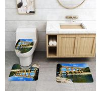 QRFASFZO Alfombra Baño 3 Piezas,Absorbente Alfombrillas baño de Pelo Largo y Alfombrillas para Inodoro,Antideslizante y Lavable,Paisaje, Antigua muralla Romana de la Ciudad al Sur de Francia Arco