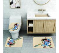 QRFASFZO Alfombra Baño 3 Piezas,Absorbente Alfombrillas baño de Pelo Largo y Alfombrillas para Inodoro,Antideslizante y Lavable,Ilustración Vibrante de una Figura mítica de la Historia China, con ll