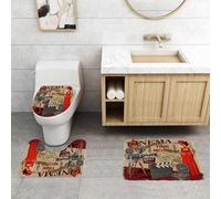 QRFASFZO Alfombra Baño 3 Piezas,Absorbente Alfombrillas baño de Pelo Largo y Alfombrillas para Inodoro,Antideslizante y Lavable,Temas de películas, Herramientas cinematográficas icónicas y contornos