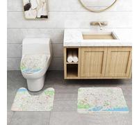 QRFASFZO Alfombra Baño 3 Piezas,Absorbente Alfombrillas baño de Pelo Largo y Alfombrillas para Inodoro,Antideslizante y Lavable,Mapa, Plano de Las Calles de Barcelona, Parques, distritos, atraccione