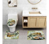 QRFASFZO Alfombra Baño 3 Piezas,Absorbente Alfombrillas baño de Pelo Largo y Alfombrillas para Inodoro,Antideslizante y Lavable,Pequeñas embarcaciones de Nápoles en la histórica Costa Italiana con u