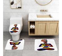 QRFASFZO Alfombra Baño 3 Piezas,Absorbente Alfombrillas baño de Pelo Largo y Alfombrillas para Inodoro,Antideslizante y Lavable,Personas al Estilo étnico de Rezar a Sus Dioses.