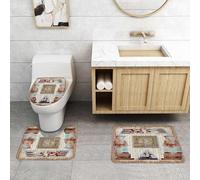 QRFASFZO Alfombra Baño 3 Piezas,Absorbente Alfombrillas baño de Pelo Largo y Alfombrillas para Inodoro,Antideslizante y Lavable,Tapiz de los Antiguos Dioses egipcios faraón y jeroglíficos, La Figura