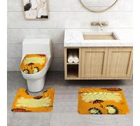 QRFASFZO Alfombra Baño 3 Piezas,Absorbente Alfombrillas baño de Pelo Largo y Alfombrillas para Inodoro,Antideslizante y Lavable,Diseño de Portada de Cuaderno con Dos erizos Vector otoñales