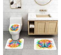 QRFASFZO Alfombra Baño 3 Piezas,Absorbente Alfombrillas baño de Pelo Largo y Alfombrillas para Inodoro,Antideslizante y Lavable,Acuarela, Vibrante y Colorido Cerebro Humano, Cuerpo, neurología, Hemi