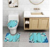QRFASFZO Alfombra Baño 3 Piezas,Absorbente Alfombrillas baño de Pelo Largo y Alfombrillas para Inodoro,Antideslizante y Lavable,Sinfonía de Colores y Agua, Imagen de quinteto Espejo de Agua, Quintet
