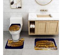 QRFASFZO Alfombra Baño 3 Piezas,Absorbente Alfombrillas baño de Pelo Largo y Alfombrillas para Inodoro,Antideslizante y Lavable,Coliseo de Noche, Manto Romano bajo Las Luces, majestuosa cúpula en el