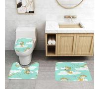QRFASFZO Alfombra Baño 3 Piezas,Absorbente Alfombrillas baño de Pelo Largo y Alfombrillas para Inodoro,Antideslizante y Lavable,Patrón sin Costuras de una Divertida Banda de ángeles de Dibujos Anima