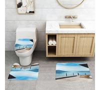 QRFASFZO Alfombra Baño 3 Piezas,Absorbente Alfombrillas baño de Pelo Largo y Alfombrillas para Inodoro,Antideslizante y Lavable,Arquitectura Moderna Hermosa Vista al Lago Desde la terraza de un átic