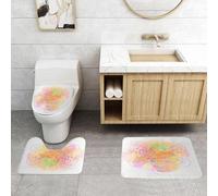 QRFASFZO Alfombra Baño 3 Piezas,Absorbente Alfombrillas baño de Pelo Largo y Alfombrillas para Inodoro,Antideslizante y Lavable,Fondo Abstracto de geometría Sagrada. Alquimia, religión, filosofía, e