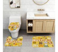 QRFASFZO Alfombra Baño 3 Piezas,Absorbente Alfombrillas baño de Pelo Largo y Alfombrillas para Inodoro,Antideslizante y Lavable,Cartel con imágenes de Iconos y Objetos Doodle aislados en el Fondo.