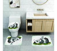 QRFASFZO Alfombra Baño 3 Piezas,Absorbente Alfombrillas baño de Pelo Largo y Alfombrillas para Inodoro,Antideslizante y Lavable,Divertido Panda durmiendo y pájaros sobre su Barriga Amigo en