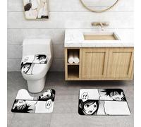 QRFASFZO Alfombra Baño 3 Piezas,Absorbente Alfombrillas baño de Pelo Largo y Alfombrillas para Inodoro,Antideslizante y Lavable,Típica Tira de cómic Japonesa con Pelea Entre un Chico y una Chica.