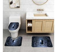 QRFASFZO Alfombra Baño 3 Piezas,Absorbente Alfombrillas baño de Pelo Largo y Alfombrillas para Inodoro,Antideslizante y Lavable,Cueva gótica Oscura con la luz de la Luna Llena al Norte
