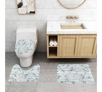 QRFASFZO Alfombra Baño 3 Piezas,Absorbente Alfombrillas baño de Pelo Largo y Alfombrillas para Inodoro,Antideslizante y Lavable,Diseño de Planos de Aviones Retro, repitiendo Aviones Antiguos en pape