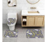QRFASFZO Alfombra Baño 3 Piezas,Absorbente Alfombrillas baño de Pelo Largo y Alfombrillas para Inodoro,Antideslizante y Lavable,Ilustración Vectorial de un patrón sin Costuras con Flores de Cala. Fo