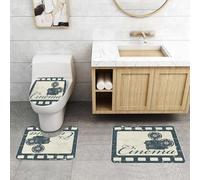 QRFASFZO Alfombra Baño 3 Piezas,Absorbente Alfombrillas baño de Pelo Largo y Alfombrillas para Inodoro,Antideslizante y Lavable,Tema de película, diseño de Cartel, proyección con Letras y película e