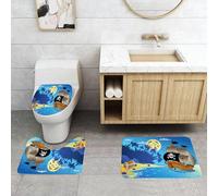 QRFASFZO Alfombra Baño 3 Piezas,Absorbente Alfombrillas baño de Pelo Largo y Alfombrillas para Inodoro,Antideslizante y Lavable,Aventura de Piratas y bucaneros. Barco Antiguo abandonado.