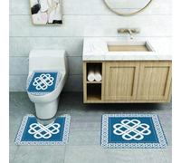 QRFASFZO Alfombra Baño 3 Piezas,Absorbente Alfombrillas baño de Pelo Largo y Alfombrillas para Inodoro,Antideslizante y Lavable,Amuleto histórico con Marco y Borde, símbolo de Buena Fortuna, Nudo de