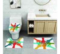 QRFASFZO Alfombra Baño 3 Piezas,Absorbente Alfombrillas baño de Pelo Largo y Alfombrillas para Inodoro,Antideslizante y Lavable,Tema de cooperación Entre jóvenes y la Comunidad Manos Coloridas Junta