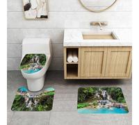 QRFASFZO Alfombra Baño 3 Piezas,Absorbente Alfombrillas baño de Pelo Largo y Alfombrillas para Inodoro,Antideslizante y Lavable,Luang Prabang es una Ciudad Patrimonio Mundial de Laos.