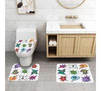 QRFASFZO Alfombra Baño 3 Piezas,Absorbente Alfombrillas baño de Pelo Largo y Alfombrillas para Inodoro,Antideslizante y Lavable,Burbujas de diálogo de Arte Pop con Signos de interrogación.