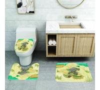 QRFASFZO Alfombra Baño 3 Piezas,Absorbente Alfombrillas baño de Pelo Largo y Alfombrillas para Inodoro,Antideslizante y Lavable,Encuentro con Tortugas CAS, Tortuga de la Infantería de Marina en la p